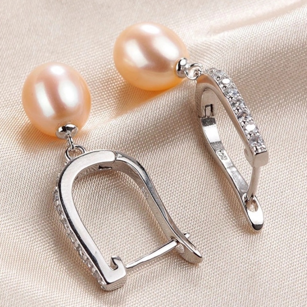 🌟 Freshwater Natural Pearl Earrings S925 CZ - Picture 7 of 7